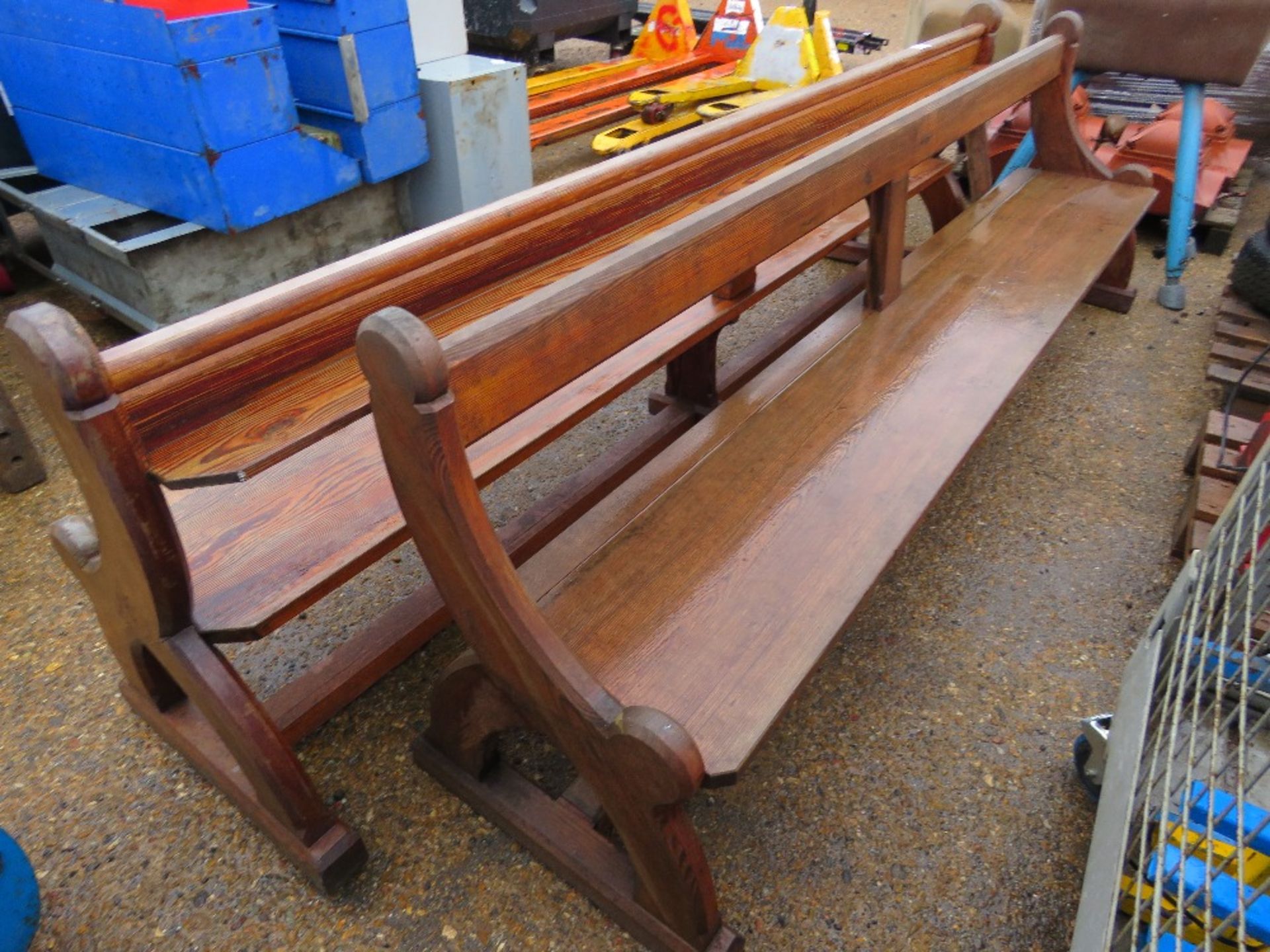 2NO LONG TIMBER PEWS / BENCHES, 2.65M LENGTH APPROX. - Image 4 of 4