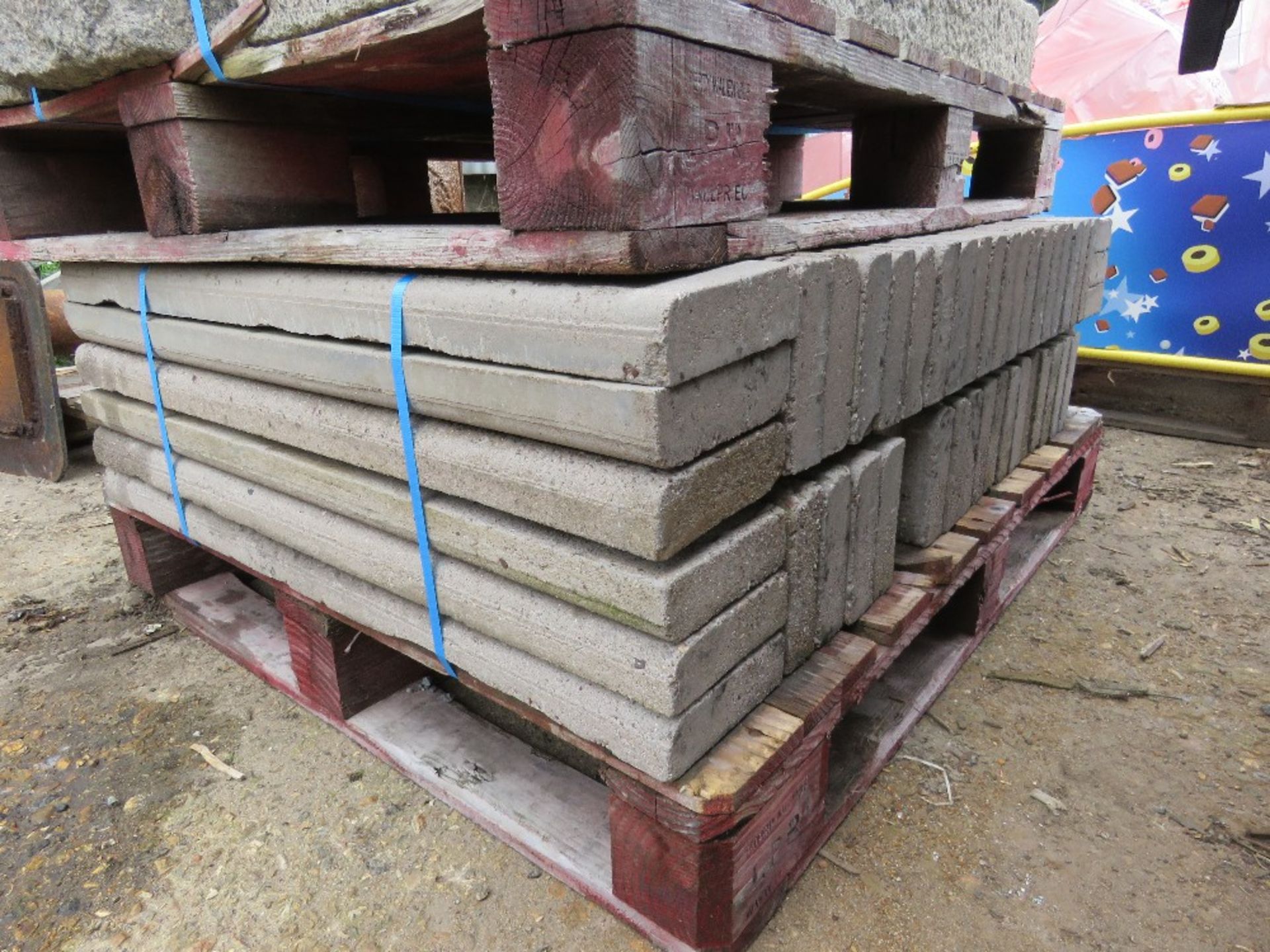 PALLET CONTAINING 48NO CHAMFERRED EDGE CONCRETE EDGING KERBS. 2" X 6" X 36" APPROX. - Image 5 of 5