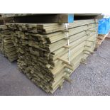 LARGE PACK OF TREATED VENETIAN PALE FENCE CLADDING SLATS: 1.83M LENGTH X 45MM X 18MM APPROX.