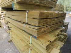 SMALL PACK OF TREATED HIT AND MISS TIMBER CLADDING BOARDS: 80CM-160CM LENGTH X 100MM WIDTH APPROX.