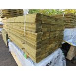 LARGE PACK OF PRESSURE TREATED FEATHER EDGE FENCE CLADDING TIMBER BOARDS. 1.80M LENGTH X 100MM WIDTH