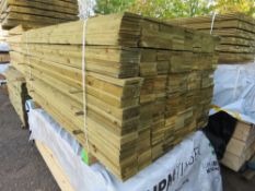 LARGE PACK OF PRESSURE TREATED FEATHER EDGE FENCE CLADDING TIMBER BOARDS. 1.80M LENGTH X 100MM WIDTH