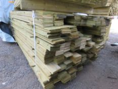 LARGE PACK OF PRESSURE TREATED FEATHER EDGE FENCE CLADDING TIMBER BOARDS. MIXED 1.7-1.9M LENGTH X 10