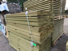 LARGE PACK OF PRESSURE TREATED HIT AND MISS FENCE CLADDING TIMBER BOARDS. 1.75M LENGTH X 100MM WIDTH