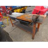BETA METAL WORK BENCH WITH GRINDER AND VICE. 6FT LENGTH APPROX.