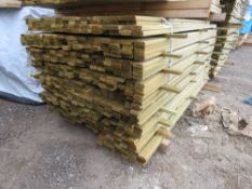 LARGE PACK OF TREATED VENETIAN PALE FENCE CLADDING SLATS: 1.83M LENGTH X 45MM X 18MM APPROX.