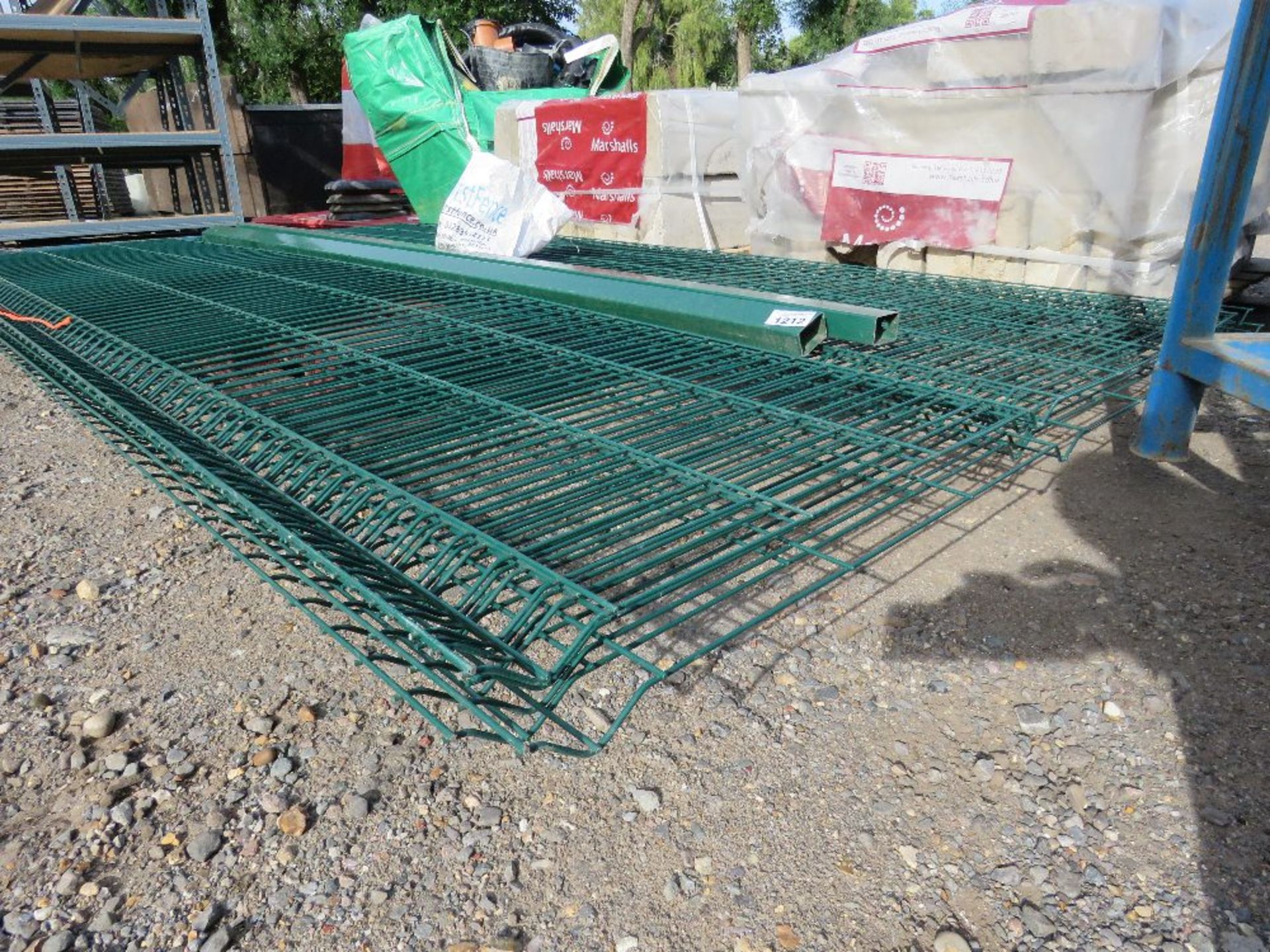 5 X GREEN METAL ANTI CLIMB FENCE MESH PANELS 3M X 1.7M APPROX PLUS 2 POSTS AND A BAG OF FITTINGS. DI - Image 2 of 4