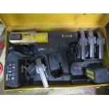 REMS BATTERY POWERED POWER PRESS TOOL WITH 4NO HEADS, BATTERY AND CHARGER AS SHOWN. (POWERS UP BUT N