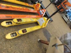 2 X PALLET TRUCKS, 1.2M AND 1.8M LENGTH BLADES. SOURCED FROM LARGE CONSTRUCTION COMPANY LIQUIDATION.