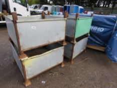 4 NO. METAL STACKING STILLAGES. THIS LOT IS SOLD UNDER THE AUCTIONEERS MARGIN SCHEME, THEREFORE