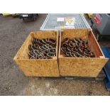 2 X STILLAGES CONTAINING LIFTING EYES AND SHACKLES. SOURCED FROM LARGE CONSTRUCTION COMPANY LIQUIDAT