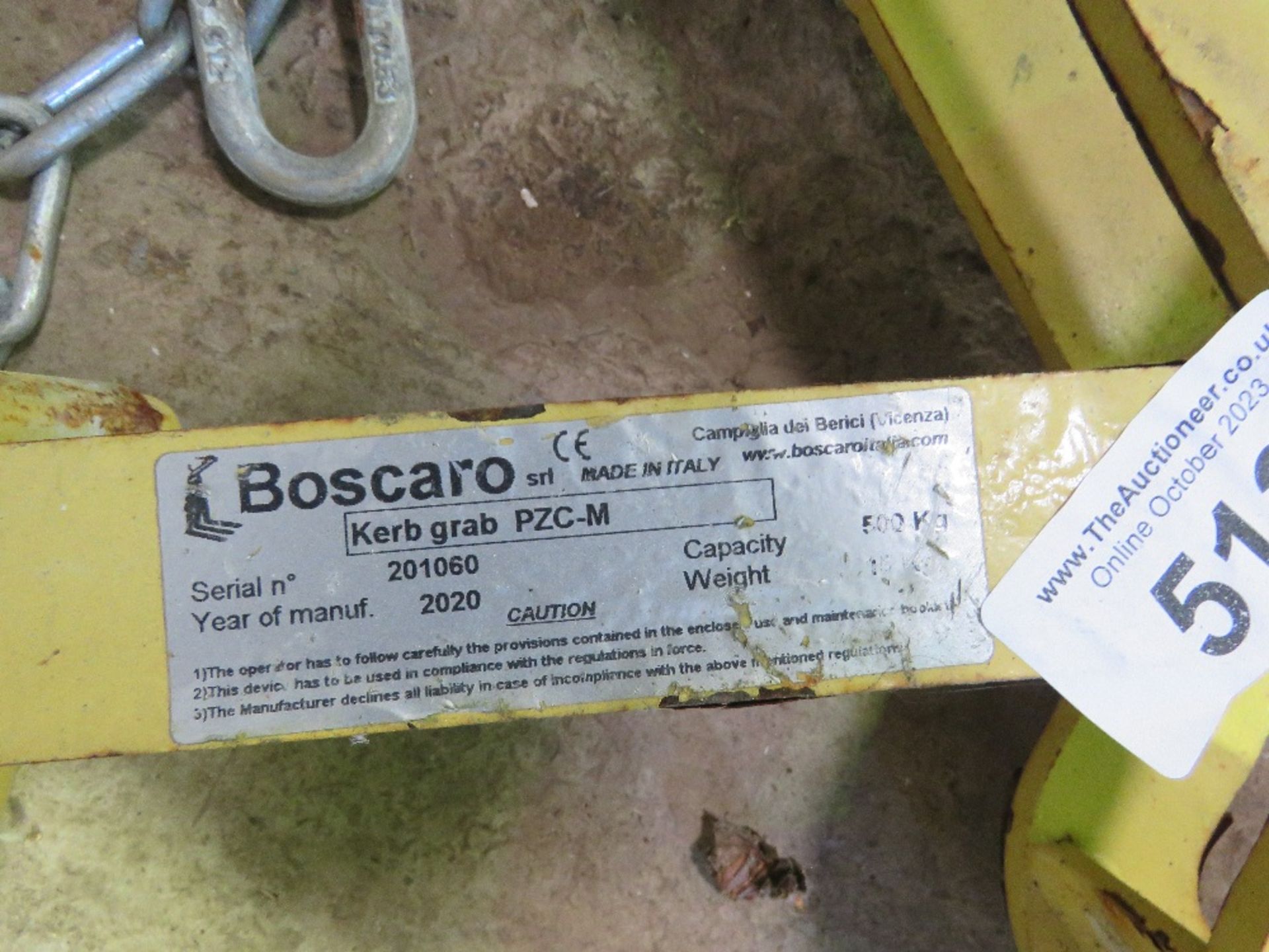 BOSCARO EXCAVATOR MOUNTED LIFTING TONGS. THIS LOT IS SOLD UNDER THE AUCTIONEERS MARGIN SCHEME, TH - Image 3 of 3