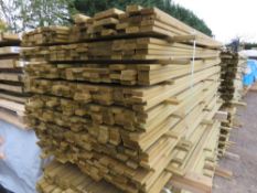 LARGE PACK OF TREATED VENETIAN PALE FENCE CLADDING SLATS: 1.83M LENGTH X 45MM X 18MM APPROX.