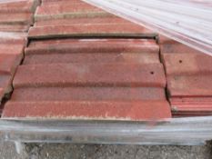 PALLET CONTAINING RED CONCRETE ROOF TILES.