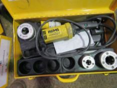 REMS AMIGO 110V PIPE THREADER SET IN BOX. SOURCED FROM LARGE CONSTRUCTION COMPANY LIQUIDATION.