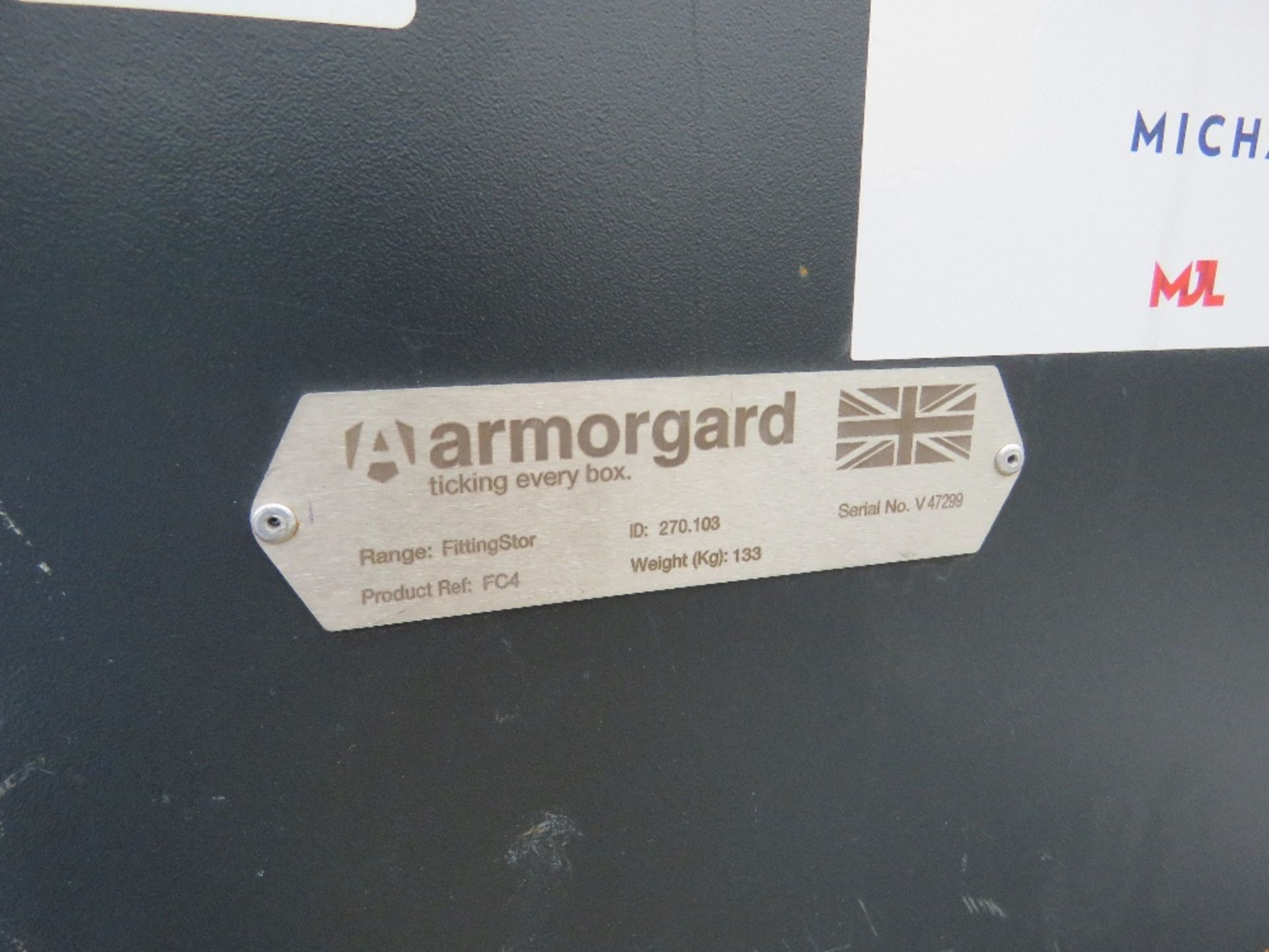 ARMORGARD FITTINGSTOR CABINET WTH KEYS, AS SHOWN. DIRECT FROM COMPANY LIQUIDATION. - Image 3 of 3