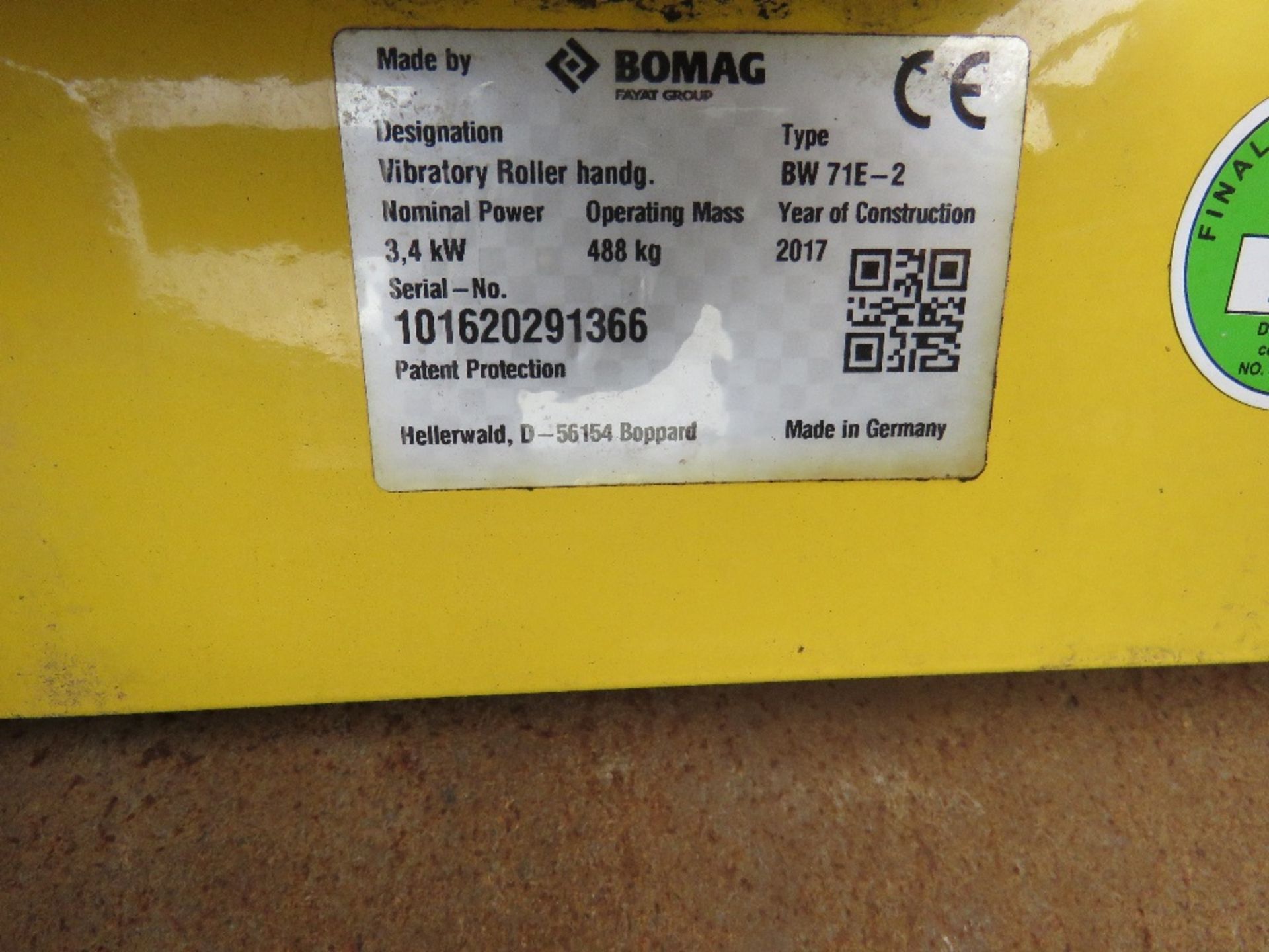 BOMAG BW71E-2 SINGLE DRUM ROLLER ON A TRAILER YEAR 2017 BUILD. SN: 101620291366. SOURCED FROM LARGE - Image 7 of 7