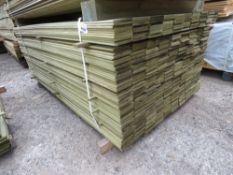 LARGE PACK OF PRESSURE TREATED HIT AND MISS FENCE CLADDING TIMBER BOARDS. 1.75M LENGTH X 100MM WIDTH