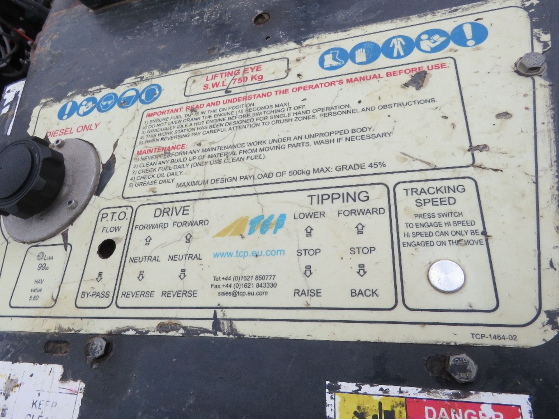 TCP DIESEL HIGH TIP TRACKED BARROW, YEAR 2015 BUILD. 379 REC HOURS. SN:B3010. DIRECT FROM LOCAL COM - Image 7 of 7