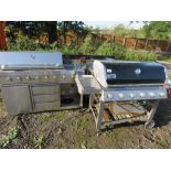 3X INDUSTRIAL BARBEQUES AND STAINLESS STEEL SINK UNIT. THIS LOT IS SOLD UNDER THE AUCTIONEERS MA