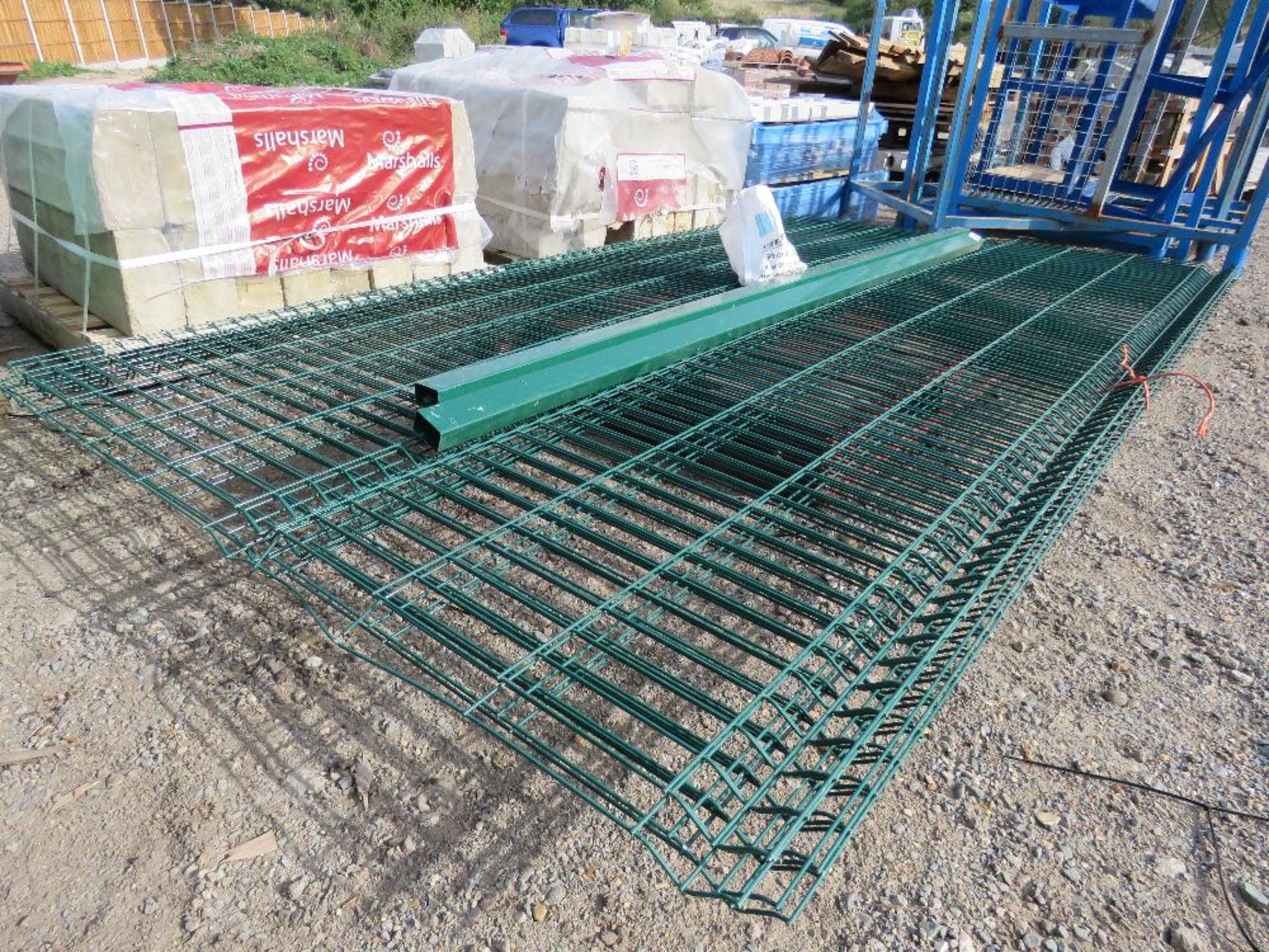 5 X GREEN METAL ANTI CLIMB FENCE MESH PANELS 3M X 1.7M APPROX PLUS 2 POSTS AND A BAG OF FITTINGS. DI - Image 3 of 4