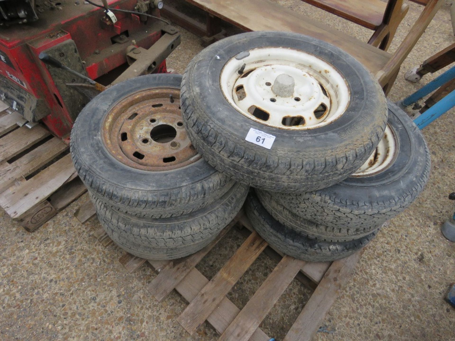 7NO ASSORTED TRAILER WHEELS AND TYRES. THIS LOT IS SOLD UNDER THE AUCTIONEERS MARGIN SCHEME, THER