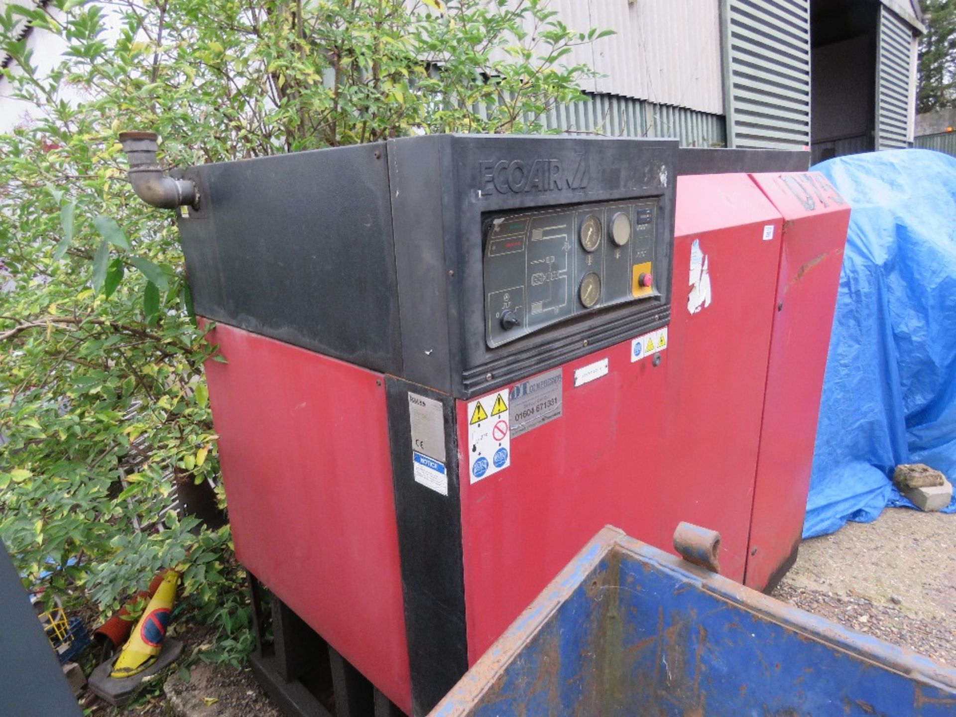 ECOAIR D75 LARGE SIZED PACKAGED AIR COMPRESSOR. SOURCED FROM SITE CLOSURE. - Image 2 of 6