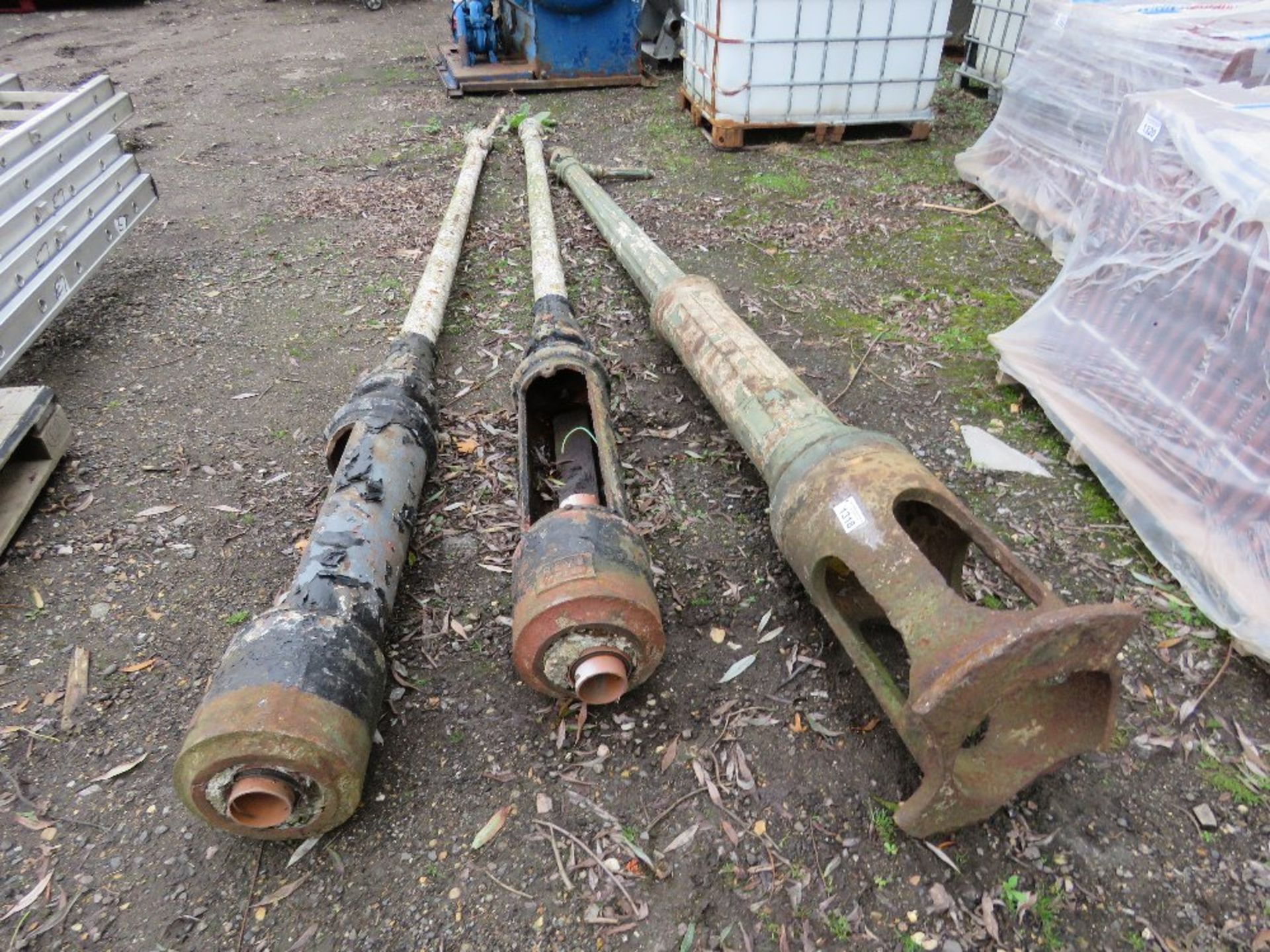 3X CAST IRON LAMP POSTS. 12FT LENGTH APPROX