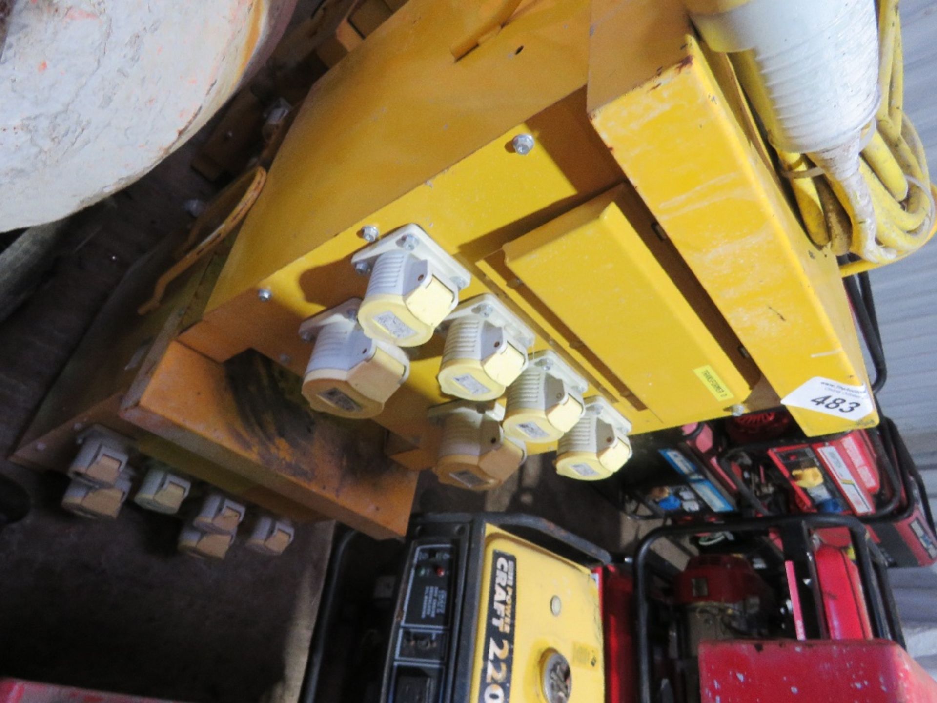 2 X LARGE SIZED SITE TRANSFORMERS, YELLOW PLUS AN EXTENSION LEAD. - Image 2 of 4