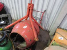 CEMENT MIXER WITH STAND, 240VOLT. SOURCED FROM SITE CLOSURE/CLEARANCE.