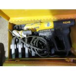 REMS 110VOLT POWERED POWERPRO POWER PRESS TOOL WITH 4NO HEADS AS SHOWN.