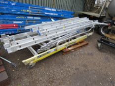 3 X ALUMINIUM 3 STAGE LADDERS PLUS A SET OF GRP STEP LADDERS