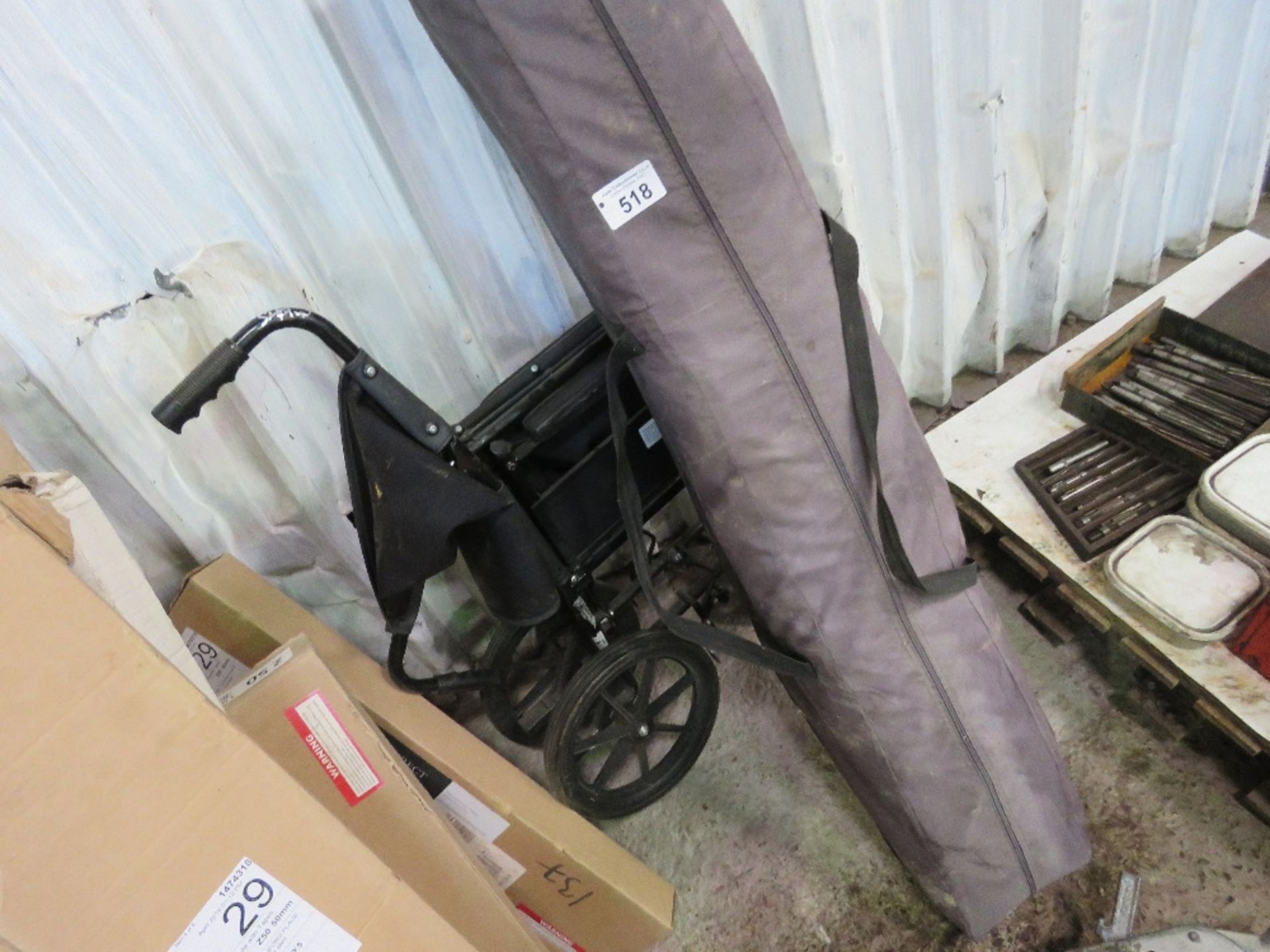 WHEELCHAIR PLUS A WORK TENT/GAZEBO. THIS LOT IS SOLD UNDER THE AUCTIONEERS MARGIN SCHEME, THEREFO