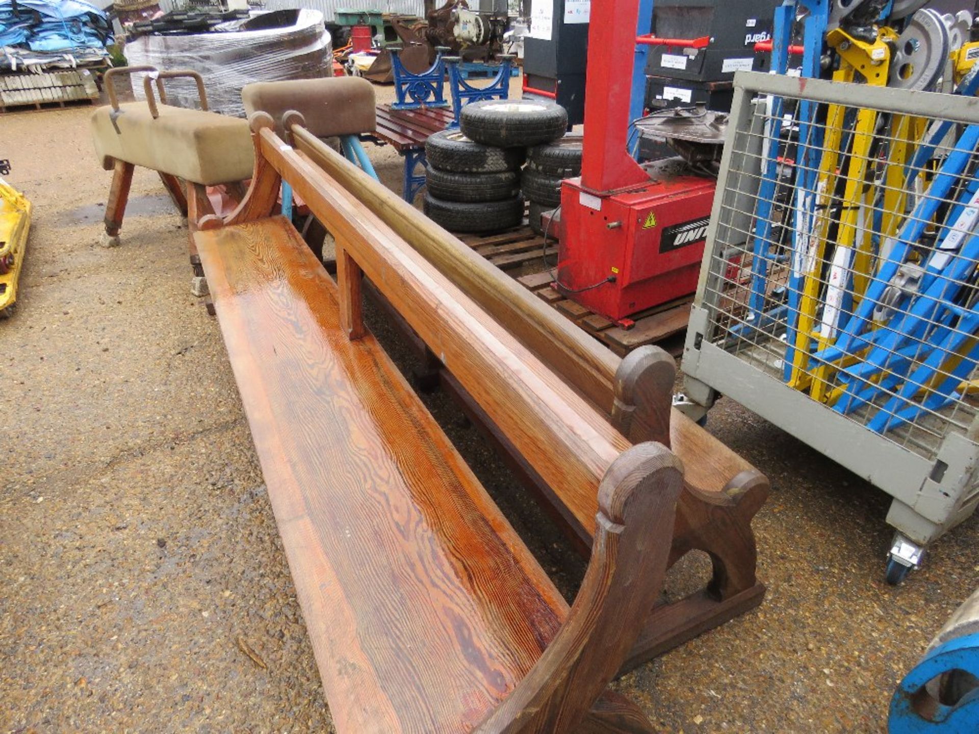 2NO LONG TIMBER PEWS / BENCHES, 2.65M LENGTH APPROX. - Image 2 of 4