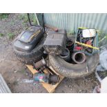 ASSORTED LANDROVER SPARES INCLUDING WHEELS, PLUS A HYDRAULIC PUMP UNIT. THIS LOT IS SOLD UNDER T