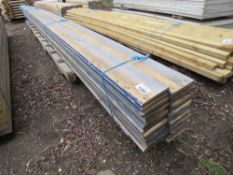 PACK OF TIMBER BOARDS BLUE PAINTED, 5.4M LENGTH 150MM DEPTH APPROX. THIS LOT IS SOLD UNDER THE AU