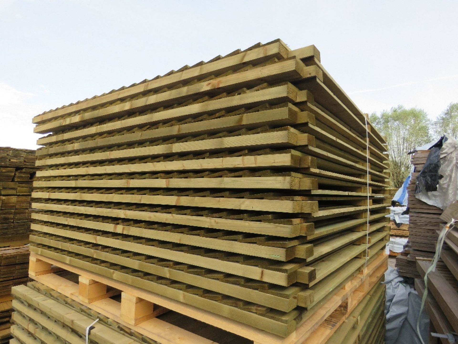 26NO FEATHER EDGE CLAD FENCING PANELS, PRESSURE TREATED, 1.8M X 1.83M APPROX. - Image 2 of 4