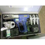 REMS AKKU-PRESS ACC BATTERY POWERED CRIMPING SET IN A CASE. SOURCED FROM LARGE CONSTRUCTION COMPANY