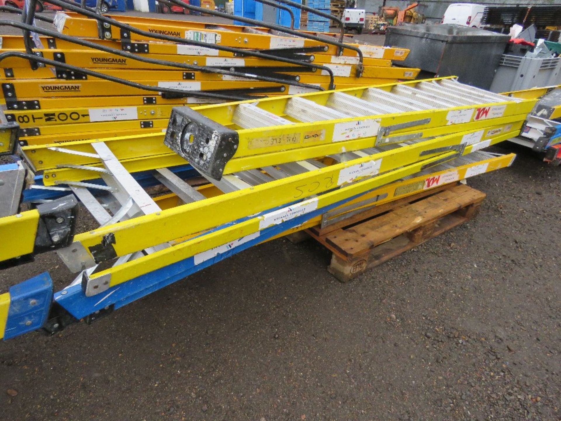 4 X GRP STEP LADDERS. SOURCED FROM LARGE CONSTRUCTION COMPANY LIQUIDATION.