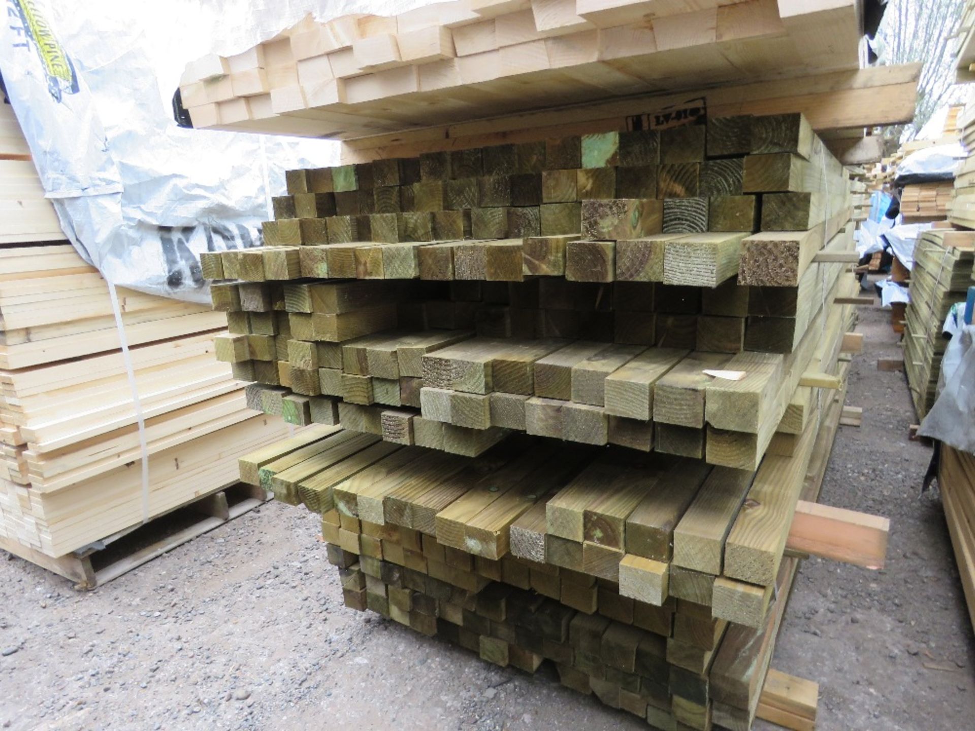 PACK OF TREATED TIMBER POSTS: 2.2-2.7M LENGTH 55MM X 45MM APPROX. 192NO IN TOTAL APPROX. - Image 2 of 3