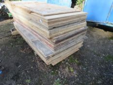 LARGE PACK CONTAINING APPROX 50 NO. PRE-USED CONSTRUCTION TIMBER BOARDS- MAINLY PLYWOOD. THIS LO