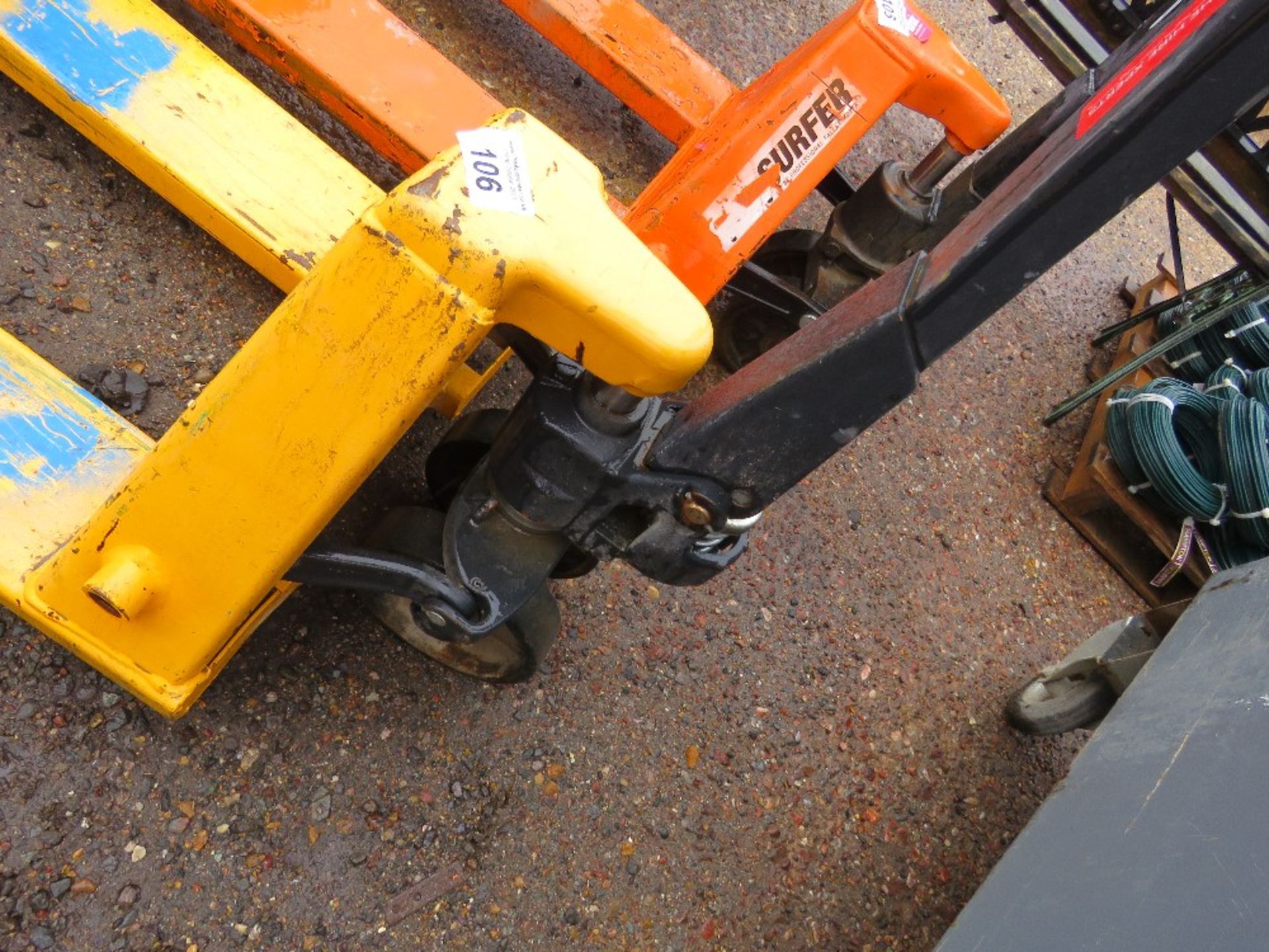 LONG BLADED PALLET TRUCK, 2M BLADES APPROX. THX14266. - Image 3 of 4