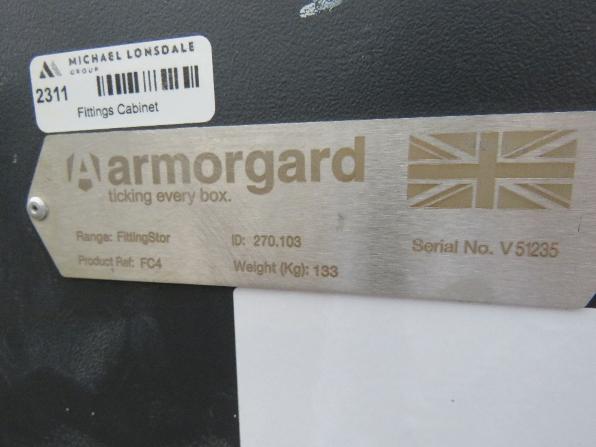 ARMORGARD FITTINGSTOR CABINET WTH KEYS, AS SHOWN. DIRECT FROM COMPANY LIQUIDATION. - Image 4 of 4