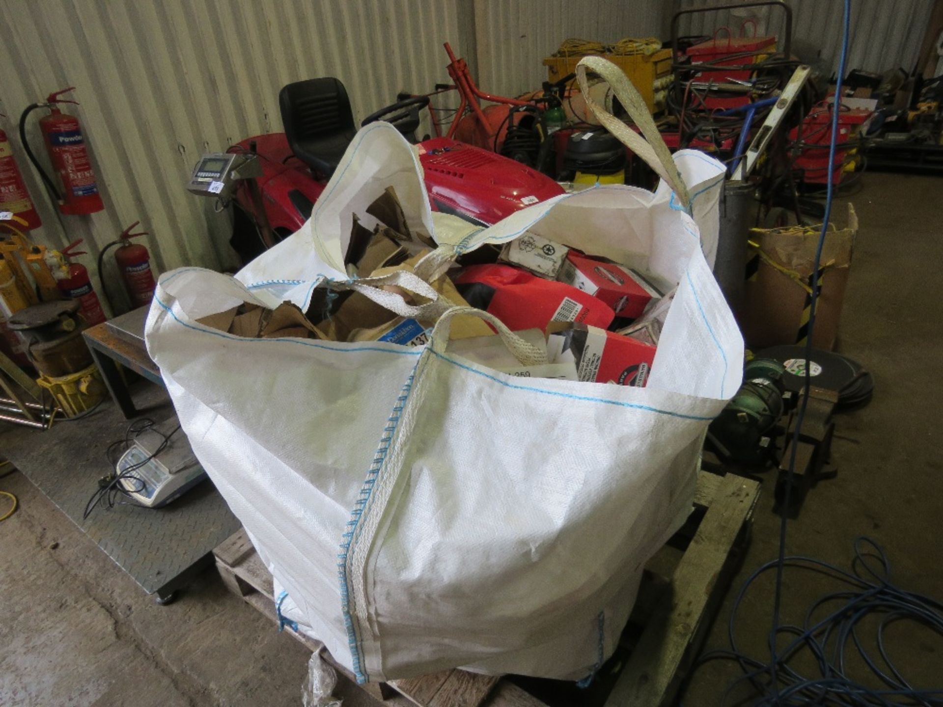 2 X BULK BAGS CONTAINING MOWER SPARES PLUS MACHINE PARTS. SOURCED FROM SITE CLOSURE/CLEARANCE.