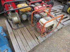 3 X ASSORTED PETROL ENGINED WATER PUMPS. THIS LOT IS SOLD UNDER THE AUCTIONEERS MARGIN SCHEME, THE