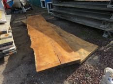 2 X LARGE OAK PLANKS / SLABS. 60-70CM WIDTH @ 3.4M LENGTH APPROX. IDEAL FOR WORKTOP/TABLE ETC. TH