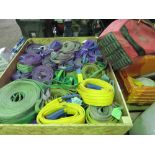 LARGE STILLAGE OF ASSORTED LIFTING SLINGS AND STRAPS SOURCED FROM LARGE CONSTRUCTION COMPANY LIQUIDA
