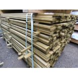 LARGE PACK OF TREATED VENETIAN PALE FENCE CLADDING SLATS: 1.83M LENGTH X 45MM X 18MM APPROX.