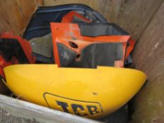 STILLAGE CONTAINING ASSORTED KUBOTA AND JCB EXCAVATOR BODY PANELS. THIS LOT IS SOLD UNDER THE AUC
