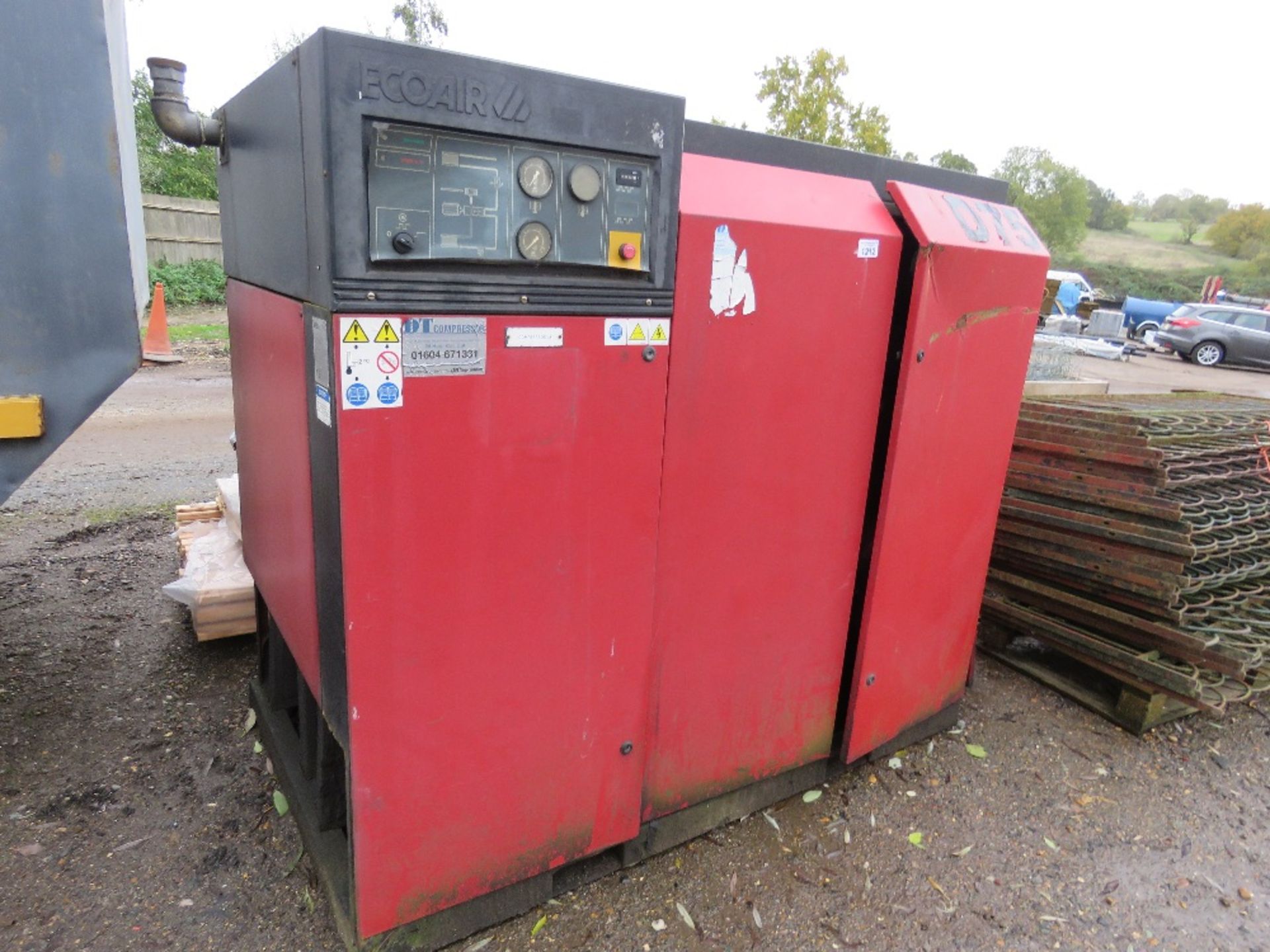 ECOAIR D75 LARGE SIZED PACKAGED AIR COMPRESSOR. SOURCED FROM SITE CLOSURE.
